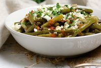 Greek Green Beans with Tomatoes, Lemon and Feta