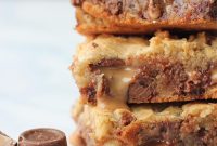 Gooey Rolo Stuffed Blondies with Caramel