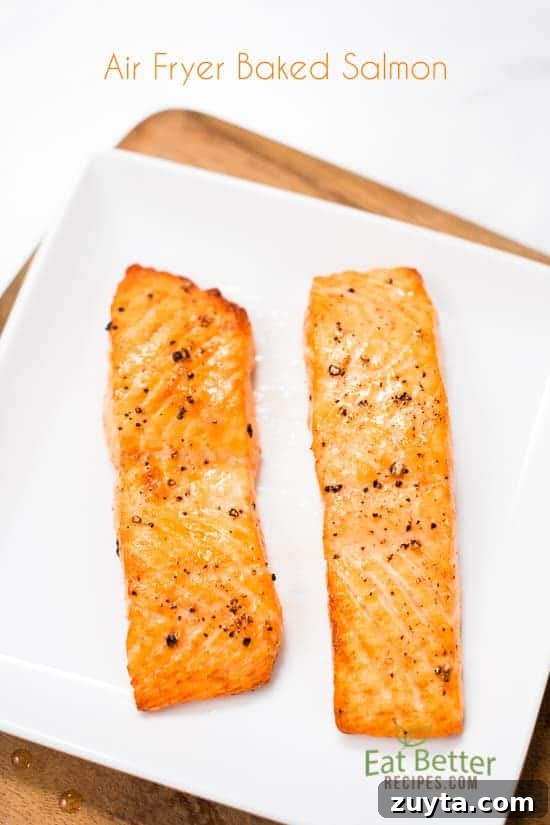 Air Fryer Baked Salmon on a plate