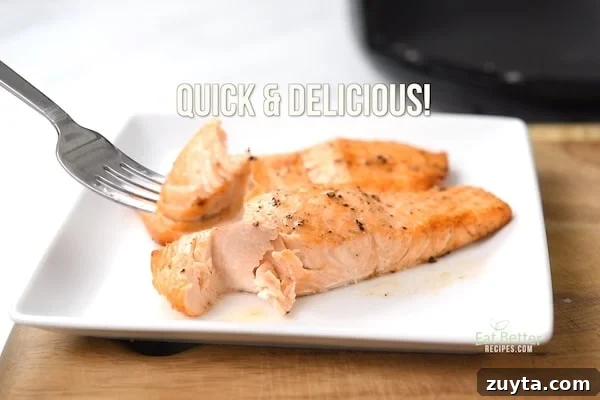 piece of salmon on fork