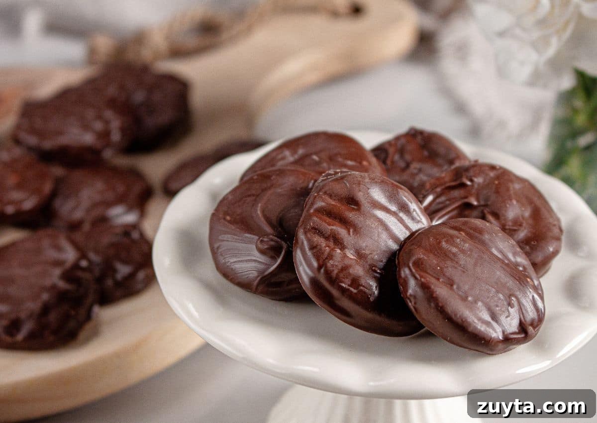 Plate full of peppermint patties.