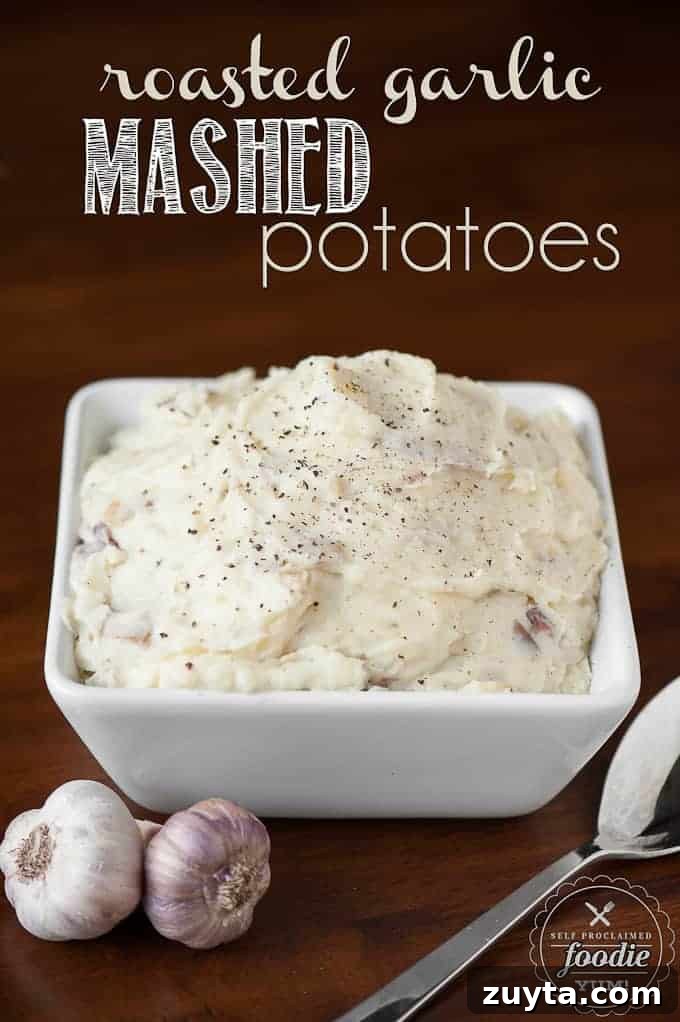 Creamy Roasted Garlic Mashed Potatoes Recipe 2 white square dish with mashed potatoes