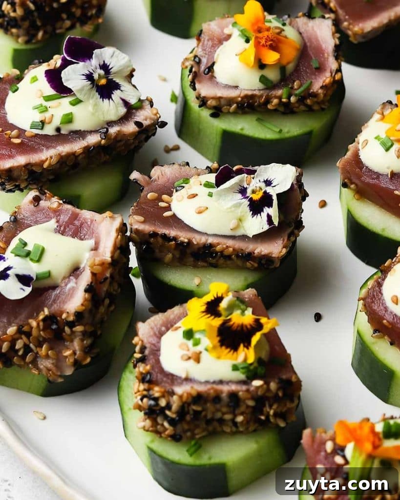 Seared Ahi Tuna Cucumber Bites with Wasabi Mayo Recipe 2 Seared Ahi Tuna Cucumber Bites with Wasabi Mayo