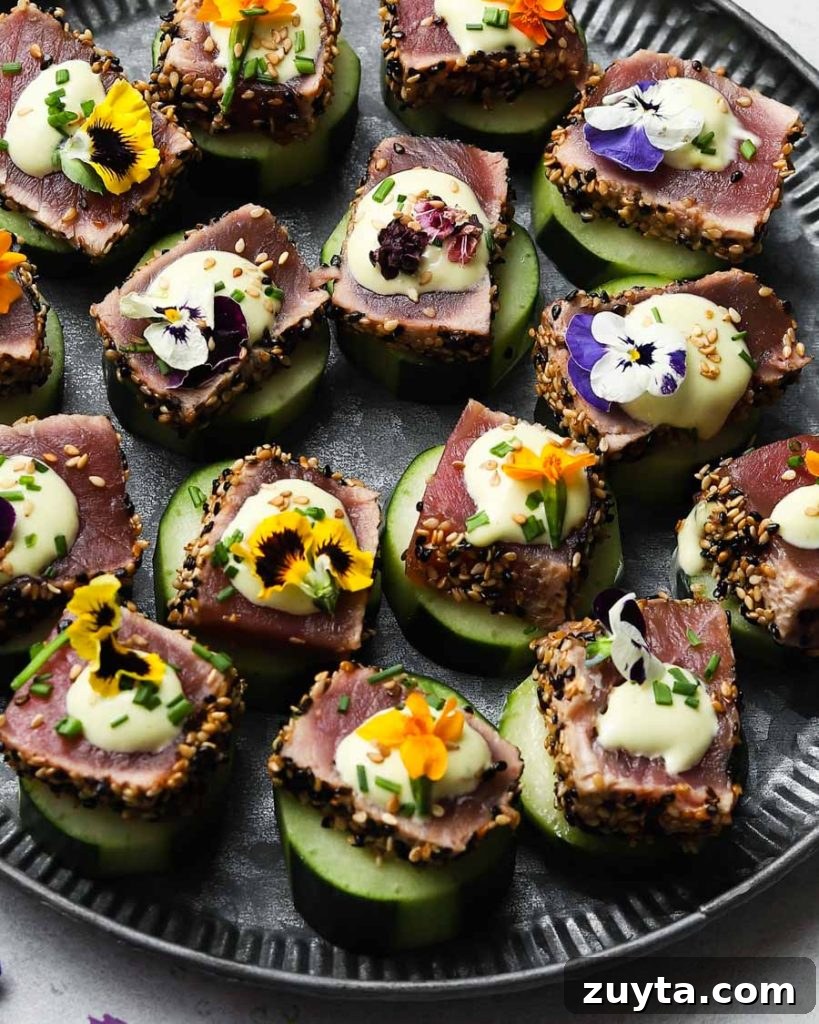 Seared Ahi Tuna Cucumber Bites with Wasabi Mayo Recipe 4 Seared Ahi Tuna Cucumber Bites with Wasabi Mayo