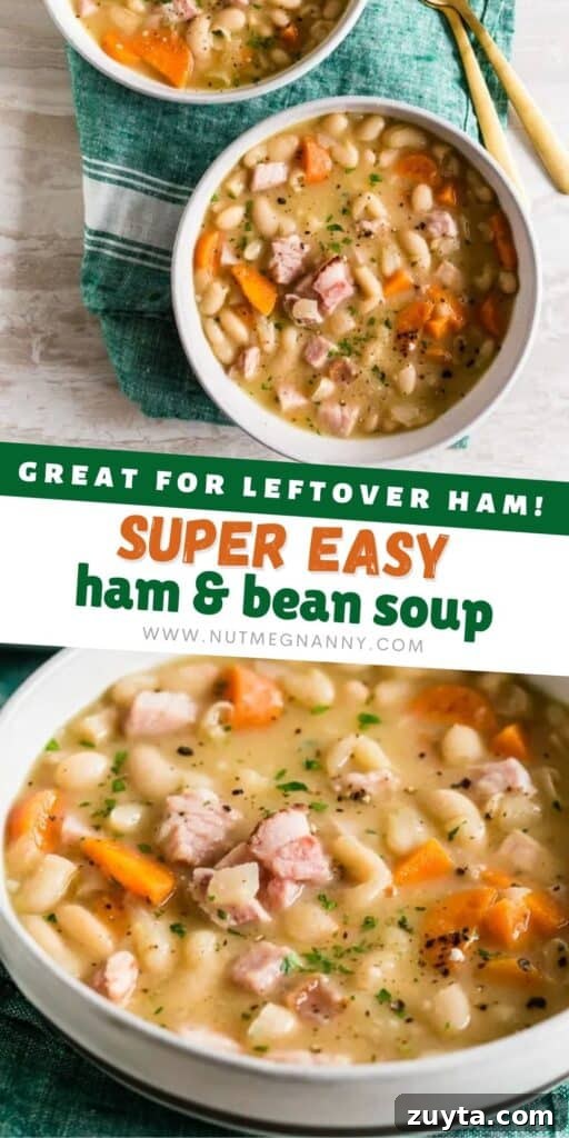Hearty Ham and Bean Soup Recipe 7 easy ham and bean soup pin for pinterest.