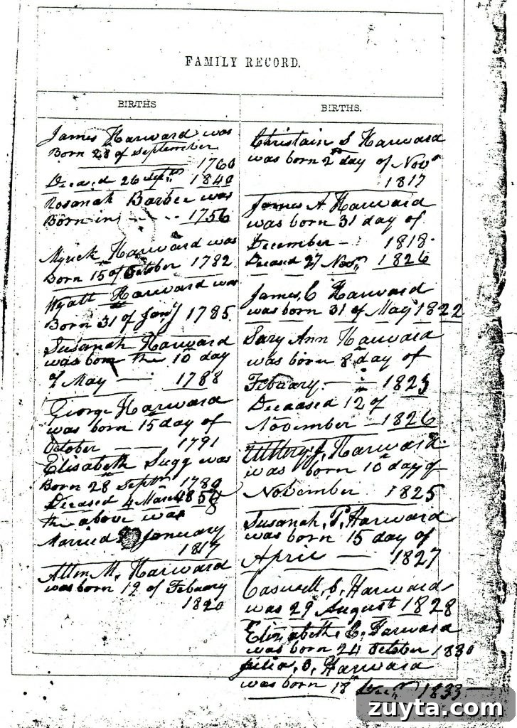 5 Reasons You Can't Find Your Ancestor's Birth Record 3 Harward Family Bible