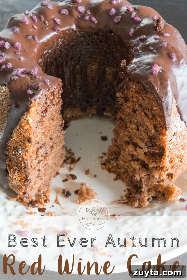 Decadent Moist Red Wine Cake Recipe 8 This red wine cake with chocolate tastes wonderfully chocolaty and aromatic. The perfect autumn recipe, so test it right away!