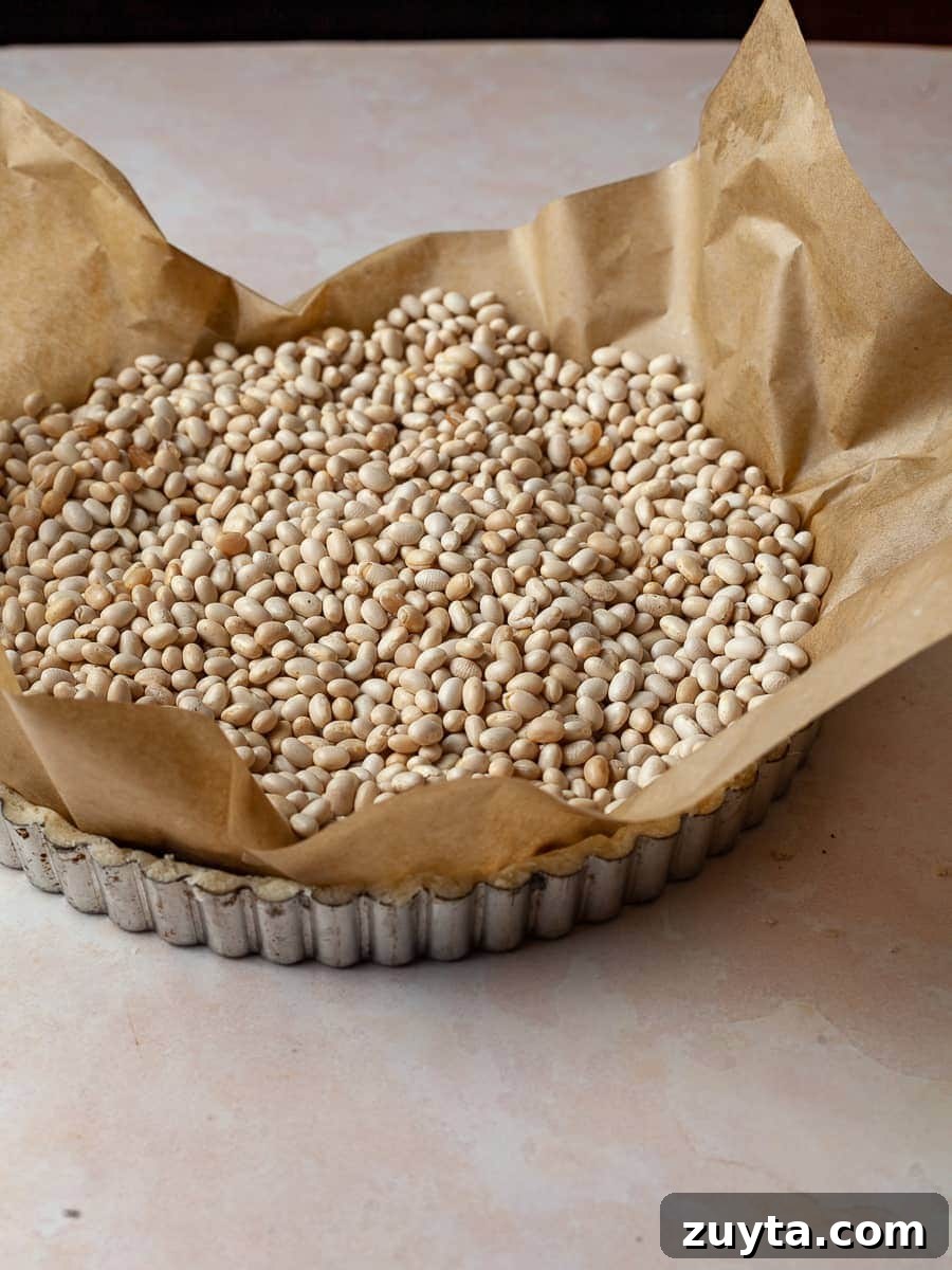 gluten free tart crust filled with beans