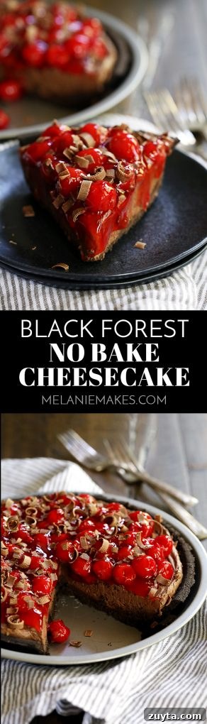 No-Bake Black Forest Cheesecake with Luscious Cherry Topping 2 My Black Forest No Bake Cheesecake takes just 10 minutes to prepare and is an absolute must for chocolate lovers!