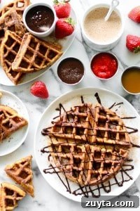 Churro Waffles with Chocolate, Strawberry and Caramel Dips 2 churro waffles recipe