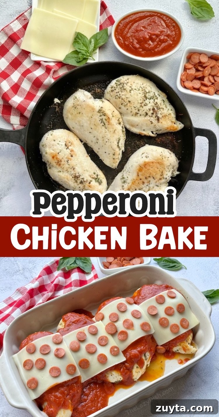 13 Pepperoni Dinner Recipes to Make Tonight 15 Chicken and pizza all wrapped up into one dish to make a low carb and yummy dinner for the entire family! Load this chicken up with lots of pepperoni, sauce, and cheese, along with any of your other favorite pizza toppings. This unique way of baking chicken is a hit with my family! So much healthier than traditional pizza.