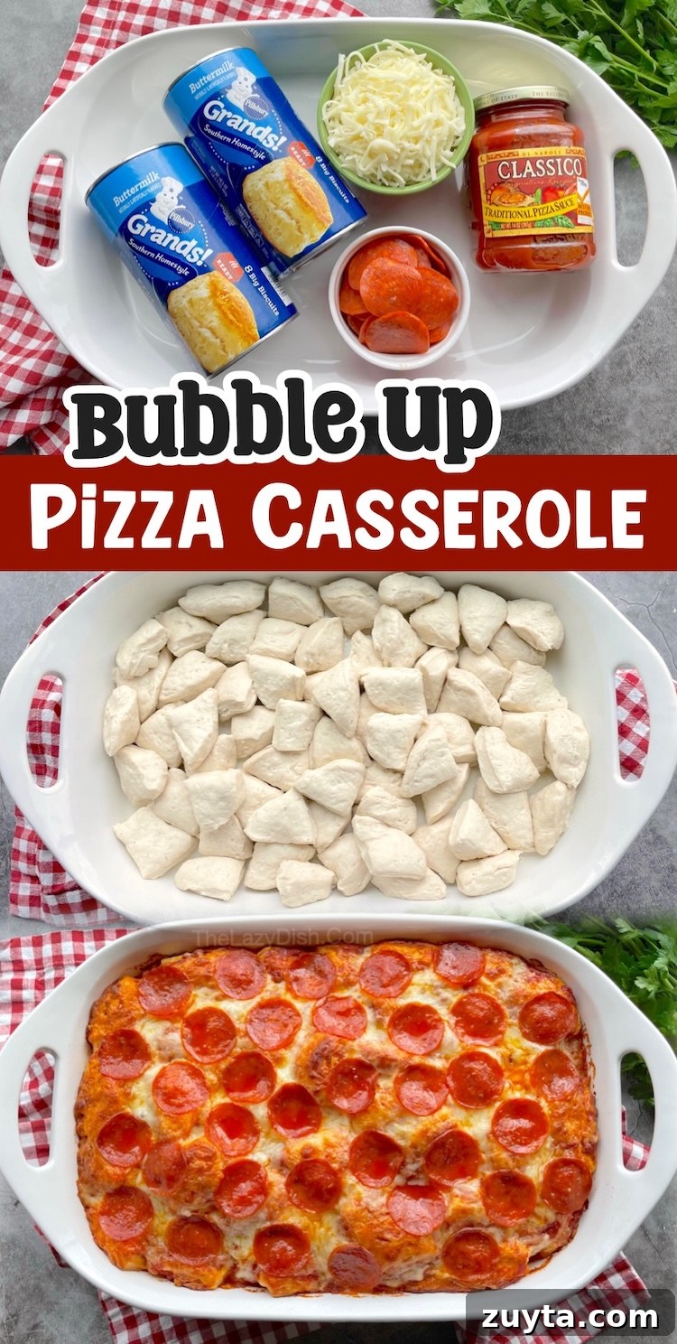 13 Pepperoni Dinner Recipes to Make Tonight 4 Load this easy pizza casserole up with a layer of refrigerated biscuits, pizza sauce, lots of shredded cheese, pepperoni, plus any other toppings that your family enjoys. It's fun and simple to make for casual dinners at home, and picky eater approved!