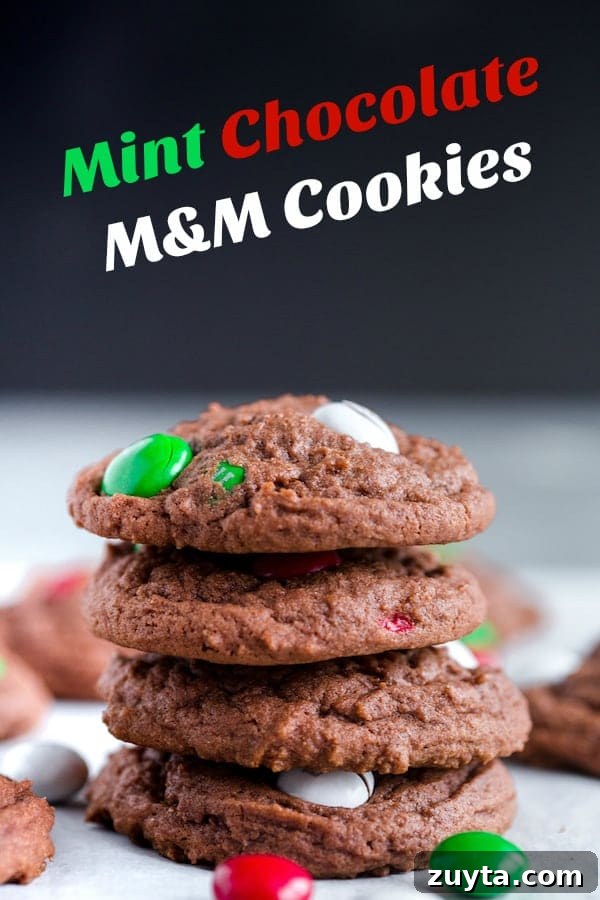 Mint Chocolate M&M Cookies 6 Mint Chocolate M&M Cookies
