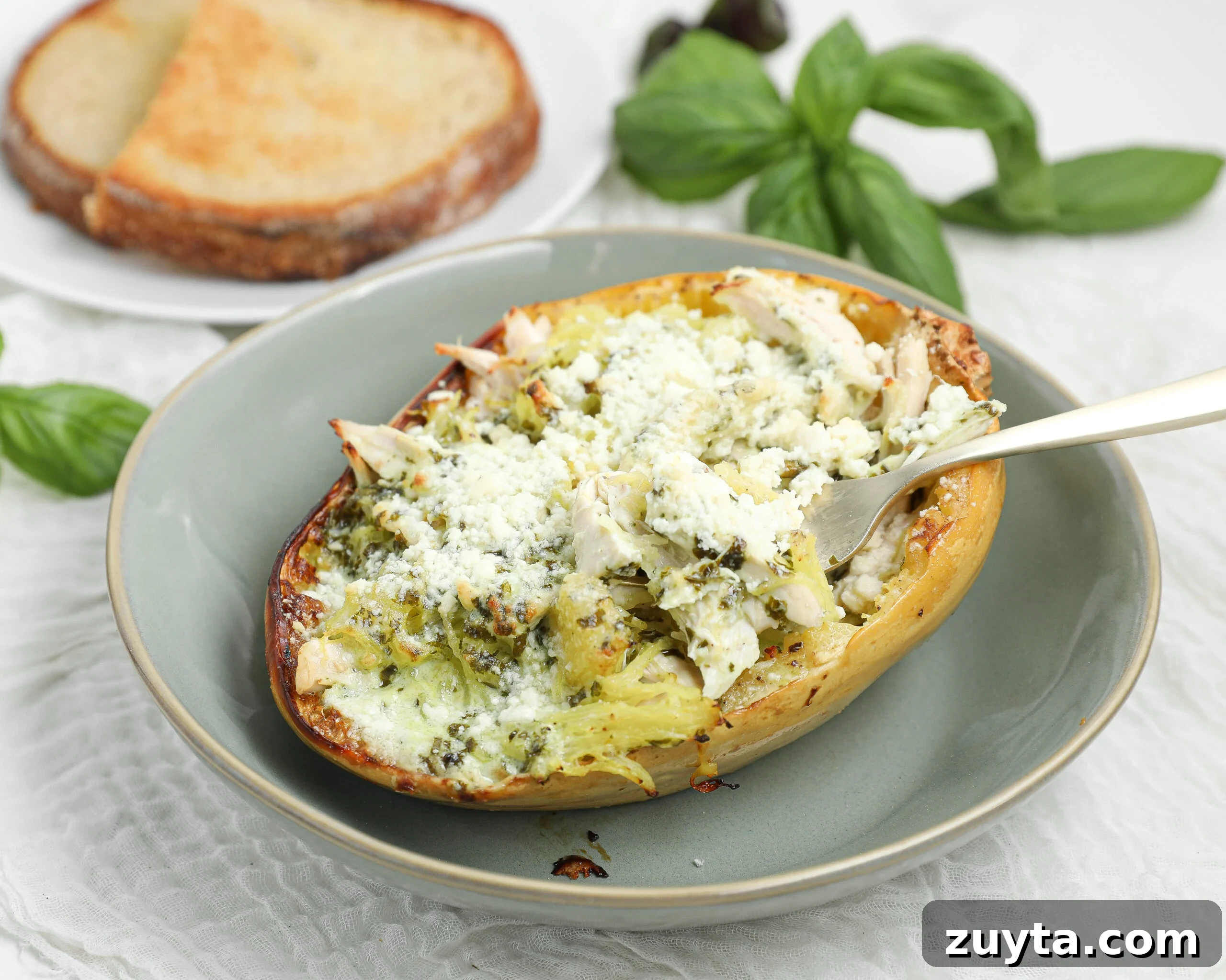 Cornbread Sausage Stuffing Recipe for Thanksgiving 8 Chicken Spaghetti Squash with Pesto Alfredo Sauce