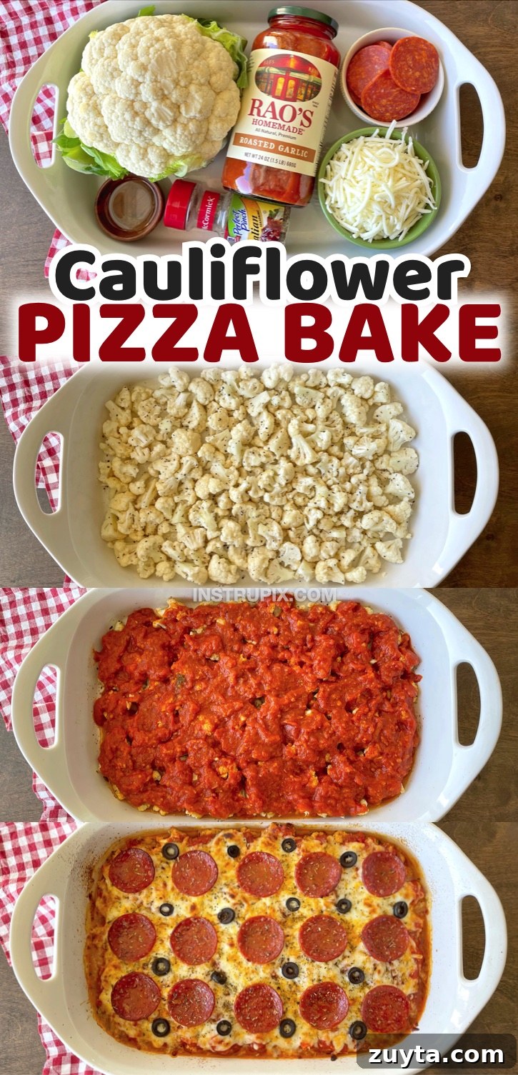 Cheesy Cauliflower Pizza Casserole Recipe 11 Easy Low Carb Cauliflower Pizza Casserole (With Pepperoni) | A super delicious keto friendly dinner recipe!