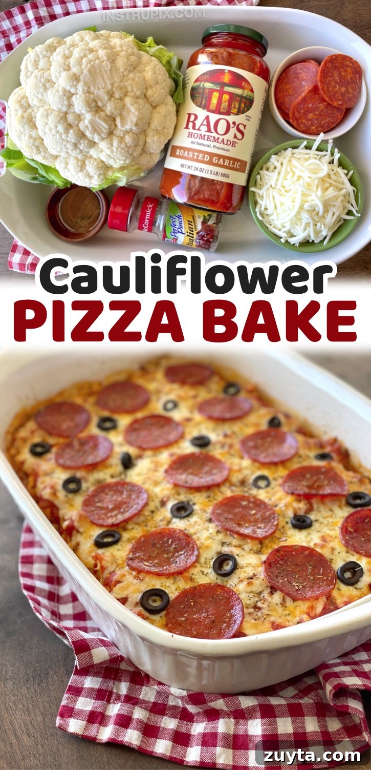 Cheesy Cauliflower Pizza Casserole Recipe 13 Keto Cauliflower Pizza Casserole | Super quick and easy to make with just a few ingredients! It's healthy, loaded with vegetables, diabetic friendly, and totally guilt free.