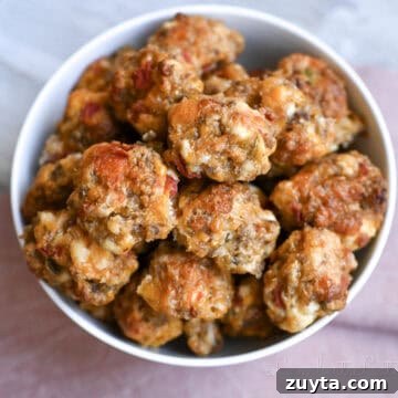 rotel cream cheese sausage balls in a bowl