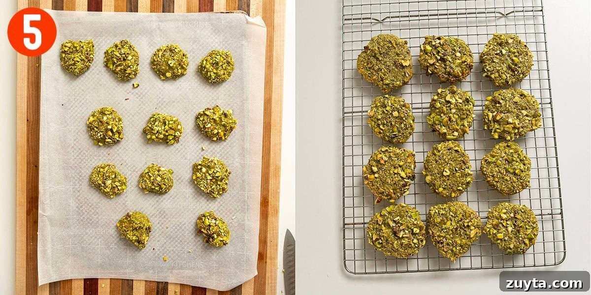 Classic Italian Pistachio Cookies Recipe 8 Baking and cooling pistachio cookies.