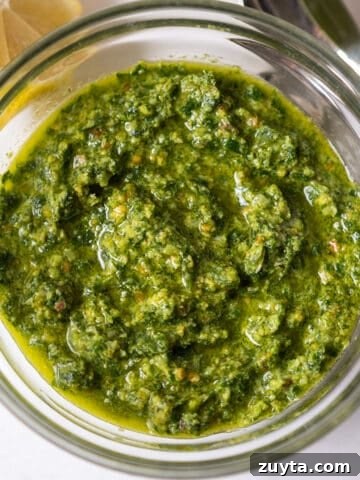 Pistachio pesto in a bowl