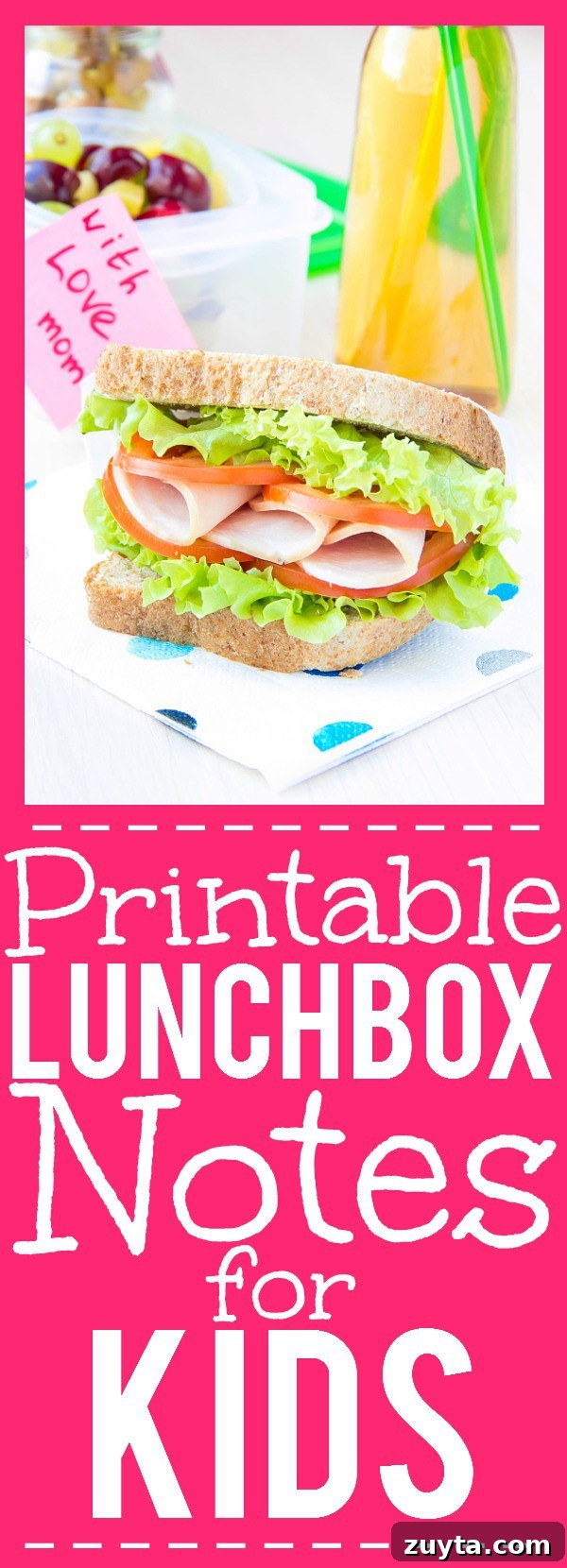 Free Printable Lunch Box Notes for Kids - Add a special, personal touch to your child's lunch to remind them you're thinking of them with these free Printable Lunchbox Notes for Kids.