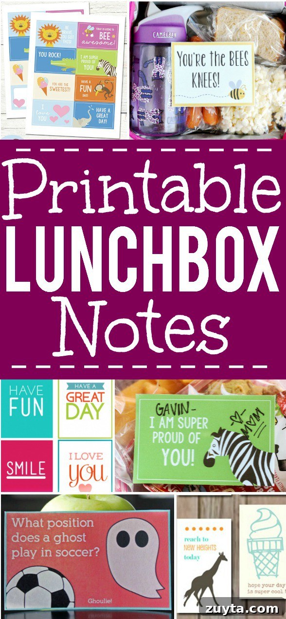 Free Printable Lunch Box Notes for Kids - Add a special, personal touch to your child's lunch to remind them you're thinking of them with these free Printable Lunchbox Notes for Kids.