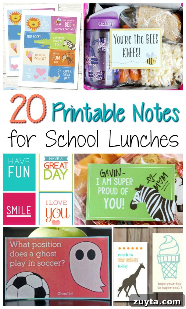 Free Printable Lunch Box Notes for Kids - Add a special, personal touch to your child's lunch to remind them you're thinking of them with these free Printable Lunchbox Notes for Kids.