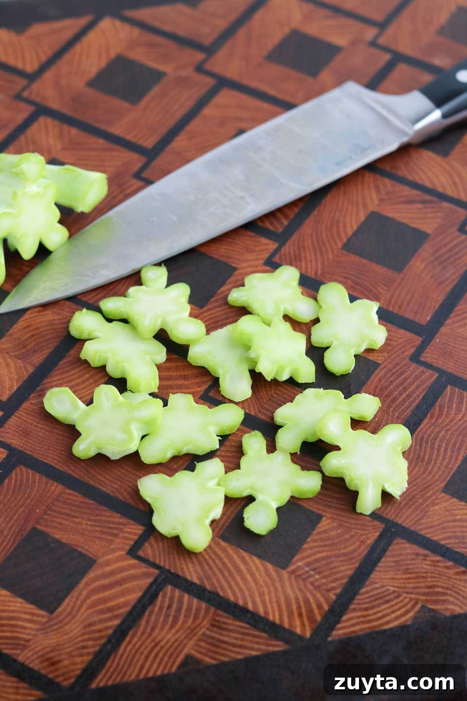 Fun shapes encourage kids to eat more vegetables. Fun shapes from roasted broccoli stalks