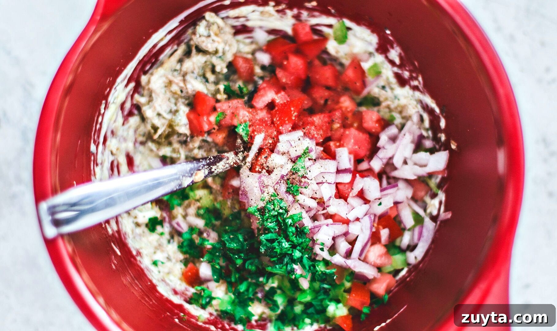Bowl of filling ingredients.