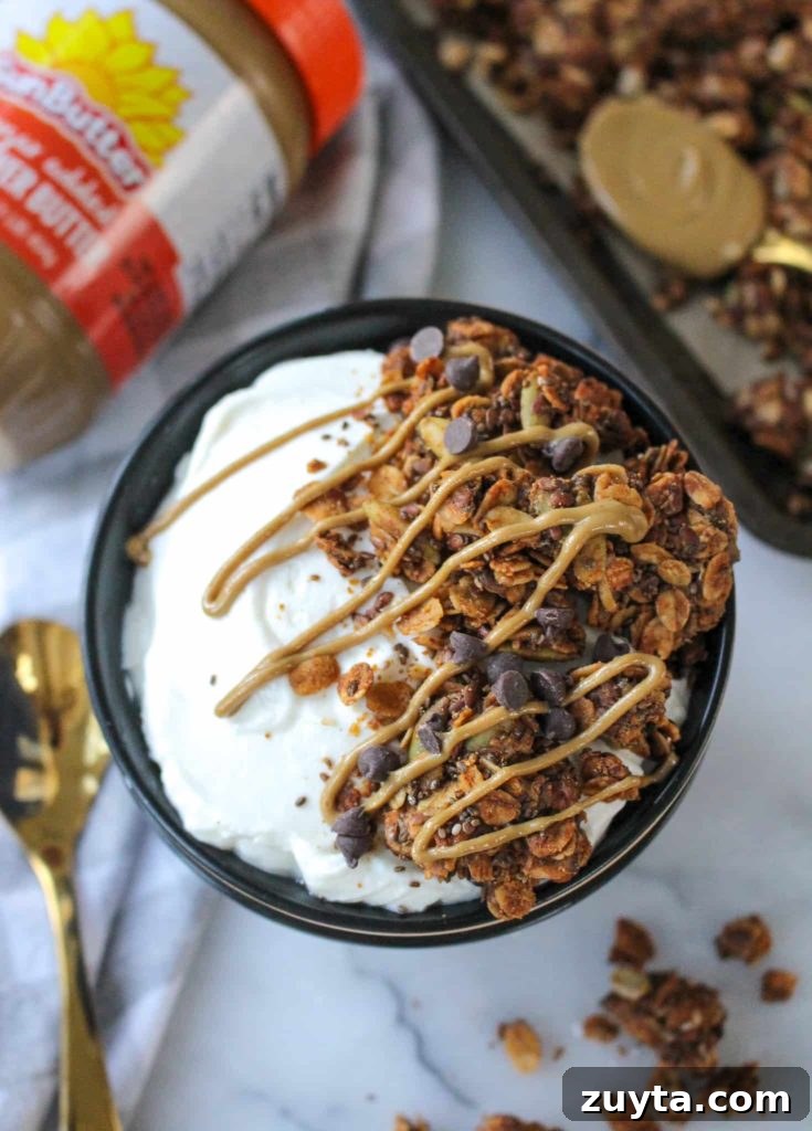 Oil Free Granola on yogurt