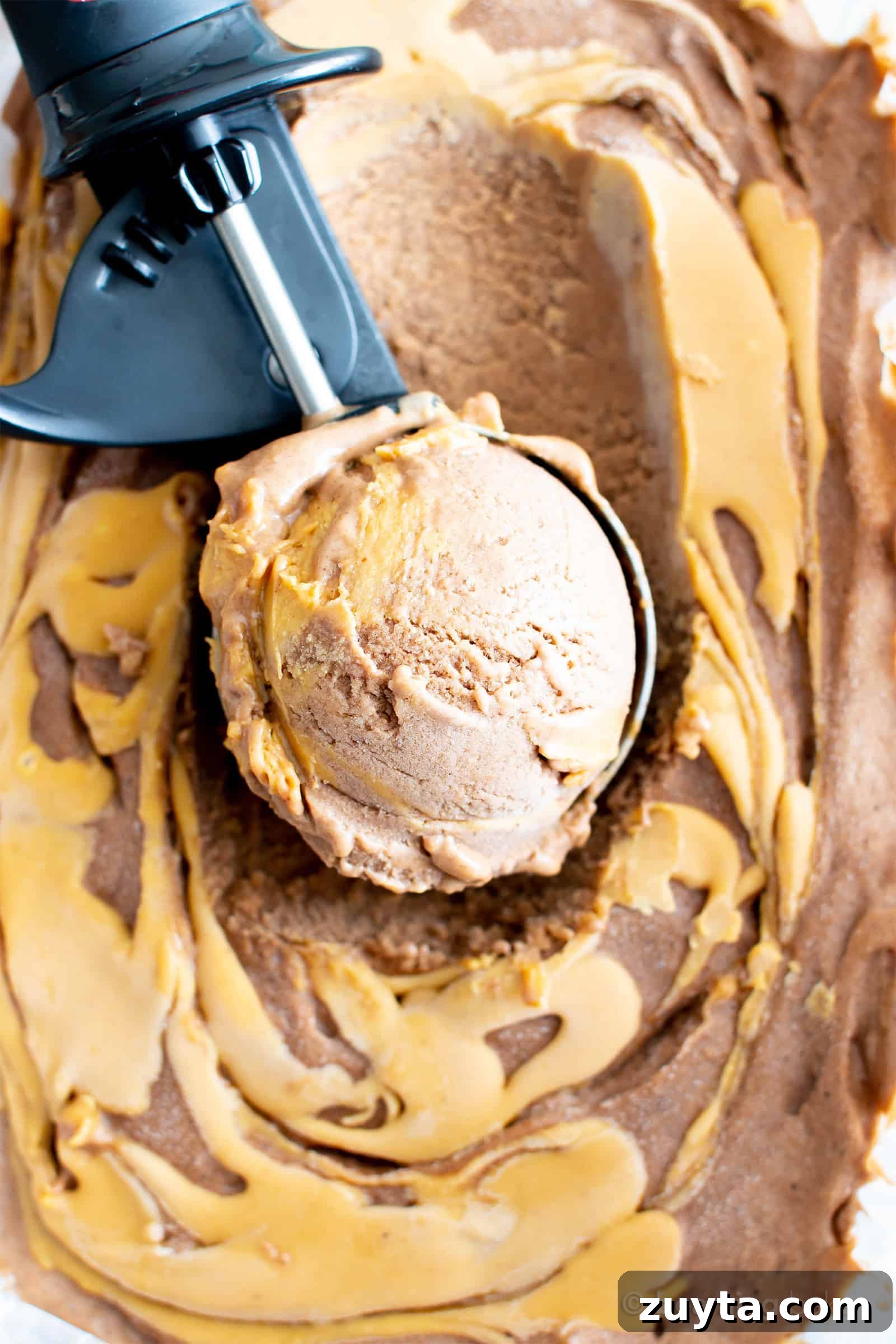 Healthy No Sugar Added Chocolate Peanut Butter Ice Cream (V, DF): a super easy, 5-ingredient recipe for the BEST deliciously creamy and chocolatey no churn peanut butter ice cream. #Vegan #DairyFree #IceCream #Paleo option #HealthyDesserts #PeanutButter #NoSugarAdded #Bananas | Recipe at BeamingBaker.com