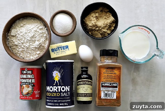 Ingredients for gluten-free cinnamon muffins