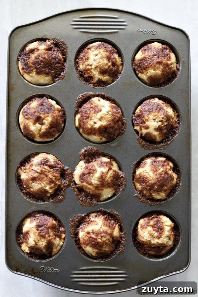 Muffin pan full of gluten-free cinnamon muffins