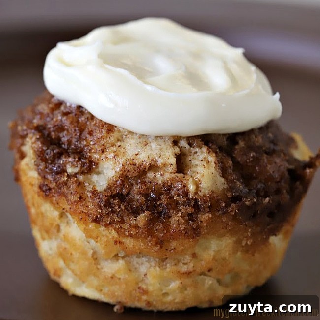 Gluten-free Cinnamon Swirl Muffin with Cream Cheese Frosting