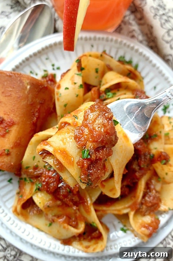 Slow Cooker Osso Buco Ragu Recipe 3 forkful or osso buco ragu with pasta