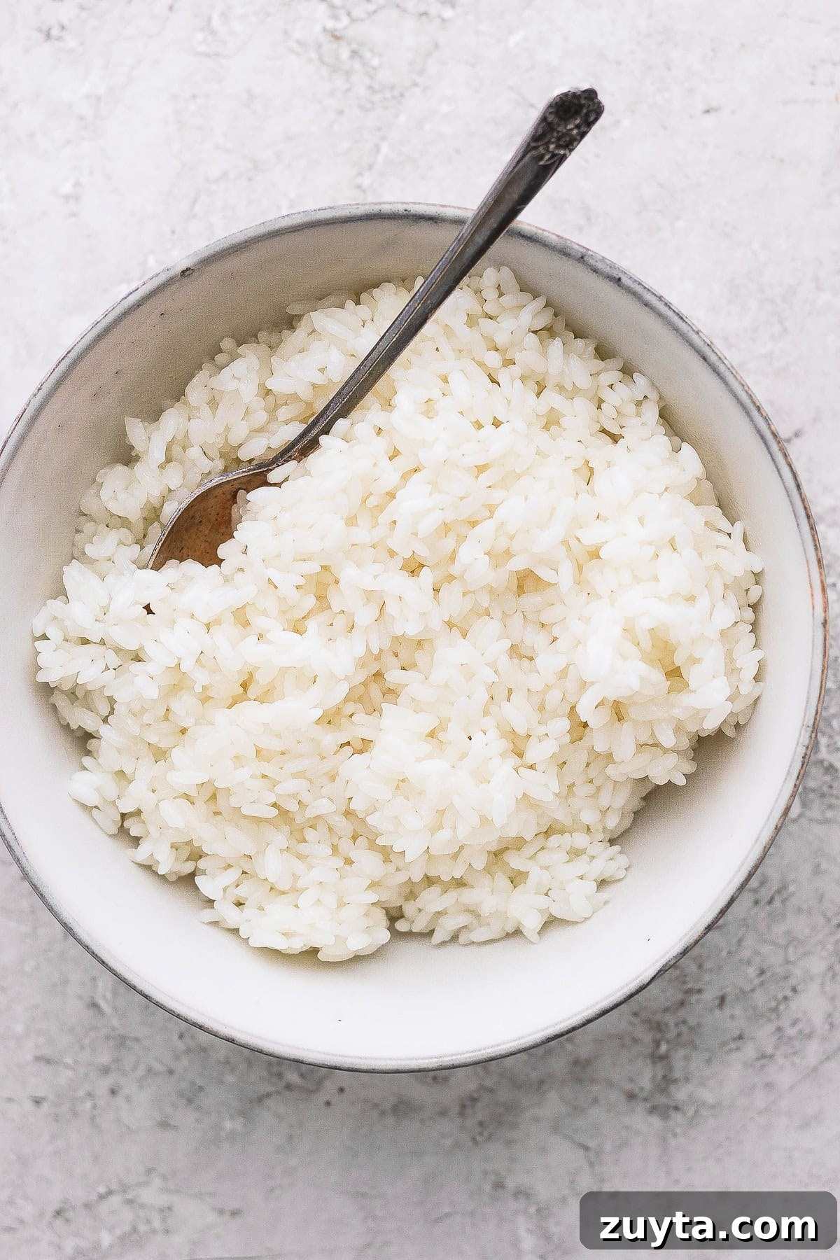 Sticky rice in a bowl with a spoon sticky rice in a bowl with a spoon