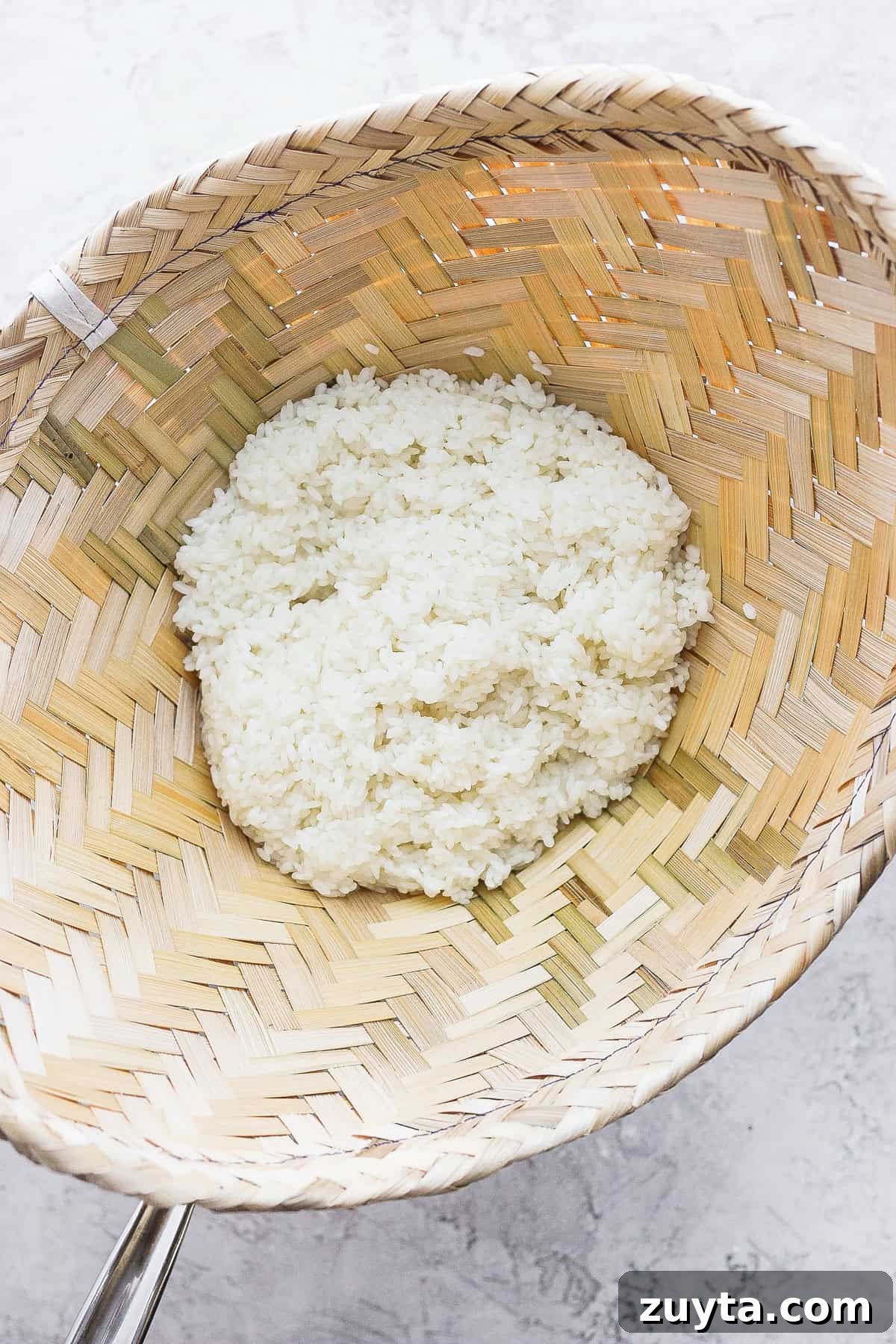 Sticky rice in a bamboo basket sticky rice in a bamboo basket