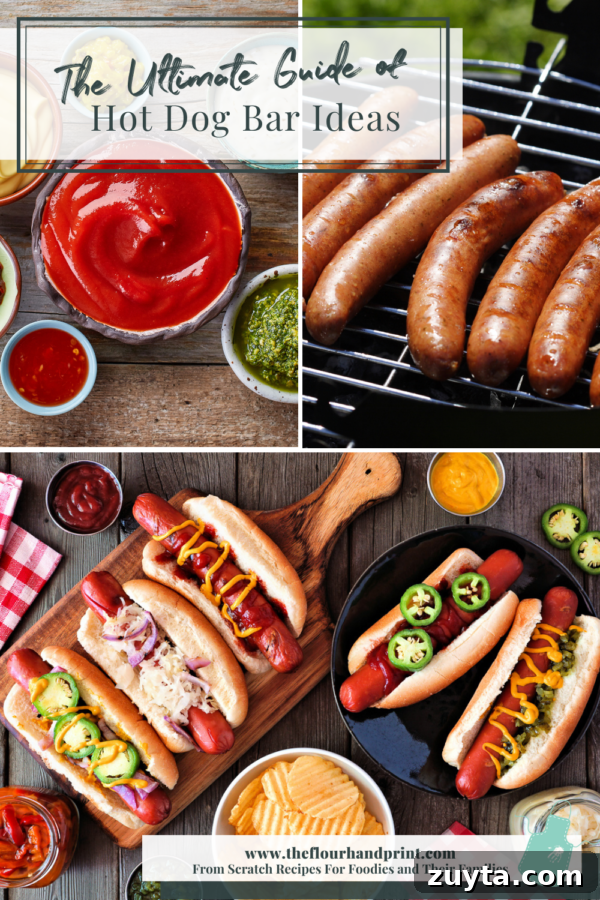 Hot Dog Bar Ideas: Toppings, Themes and Party Setup 2 condiments and hot dogs grilled then assembled into gourmet hot dogs