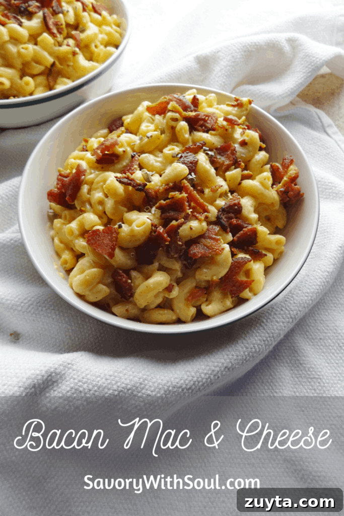 Homemade Creamy Bacon Mac and Cheese 3 Bacon Mac and Cheese Pin