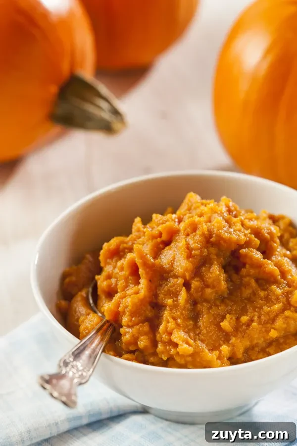 Pumpkin-Stuffed Brownies: Gooey Fall Dessert 2 pumpkin puree in bowl