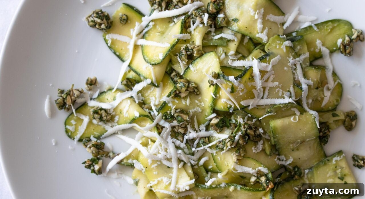 zucchini salad with avocado, gremolata in a serving plate