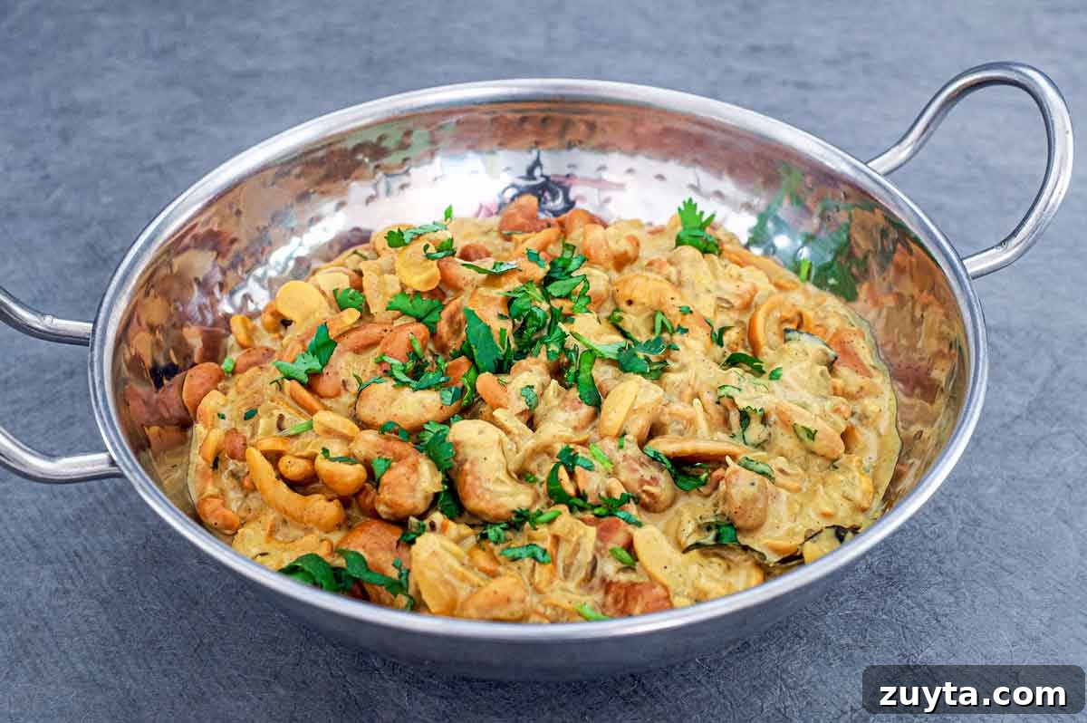Authentic Sri Lankan Cashew Curry (Kaju Maluwa) Recipe 9 Cashew Nut Curry in a silver bowl