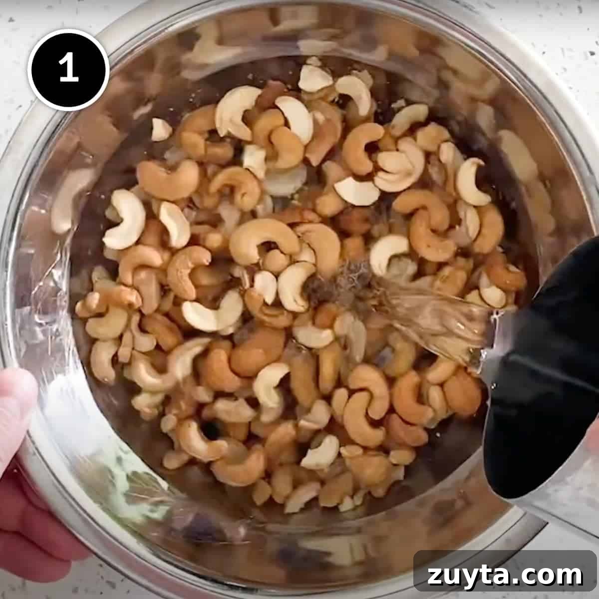 Authentic Sri Lankan Cashew Curry (Kaju Maluwa) Recipe 4 Soaking cashew nuts