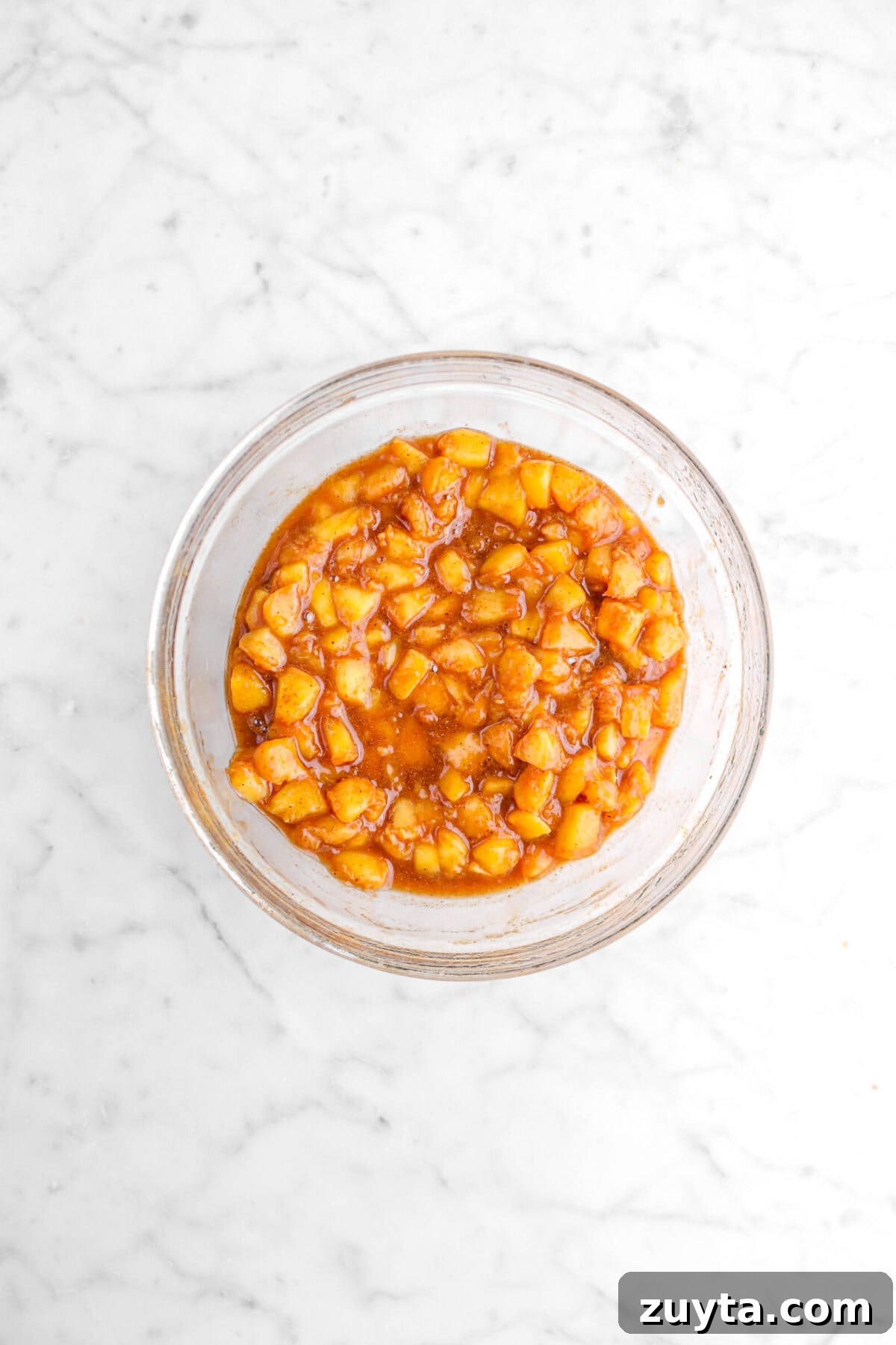 Cinnamon-Spiced Peach Hand Pies Recipe 9 peach pie filling in glass bowl