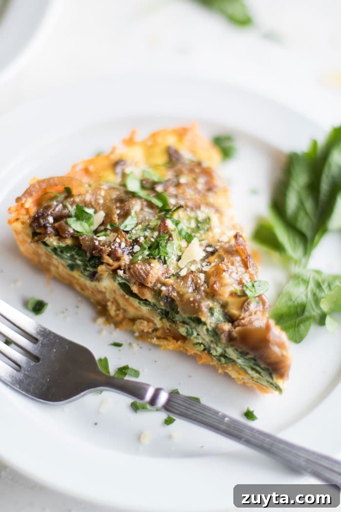 Sweet Potato and Spinach Frittata Recipe with Caramelized Onions 6 A slice of sweet potato frittata.