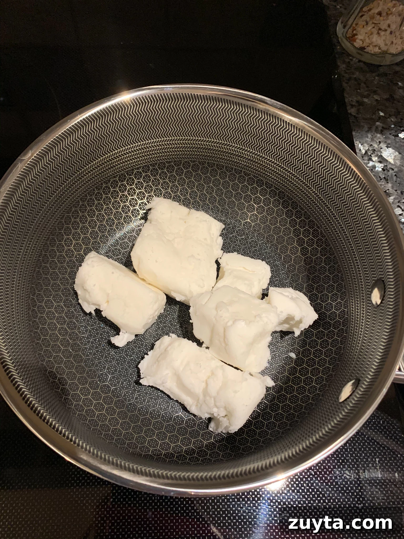 Melted palmin in a pan