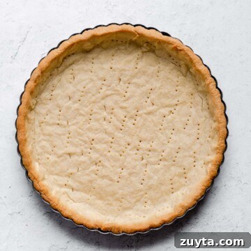 A fully baked tart shell.