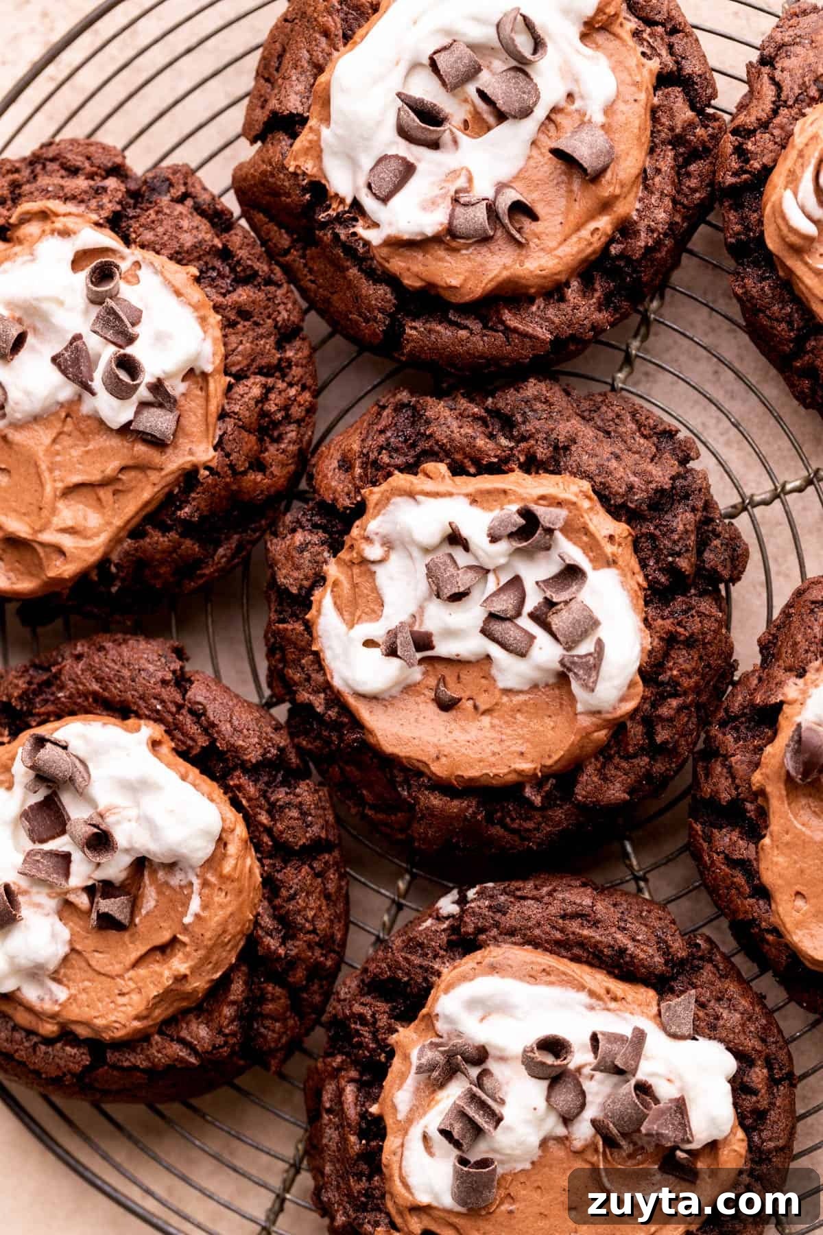 Top view of french silk pie cookies.