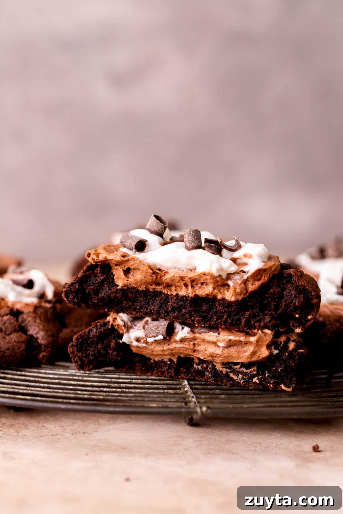 One cookie split in half.