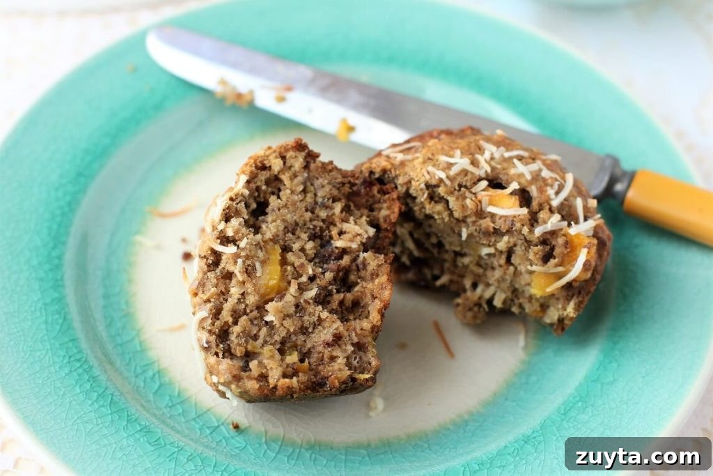 tender crumb of these mango muffins