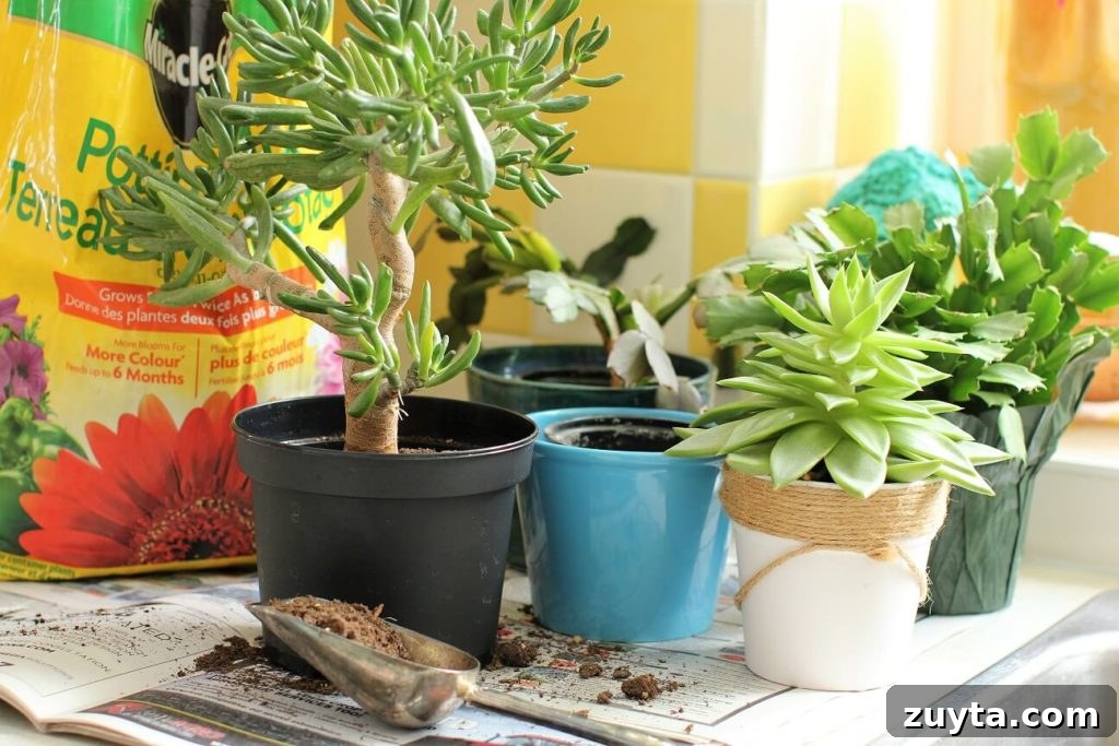 plants in larger pots